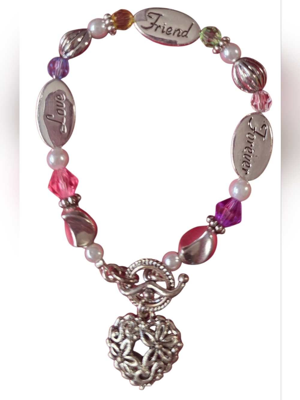 Love Friendship Forever Heart Charm Bracelet